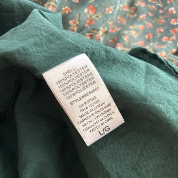 Altar'd State Green Floral Square Neck Prairie Peasant Fit N Flare Dress (L) - Picture 5 of 16